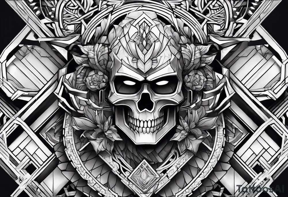 cyber chest armor tattoo idea