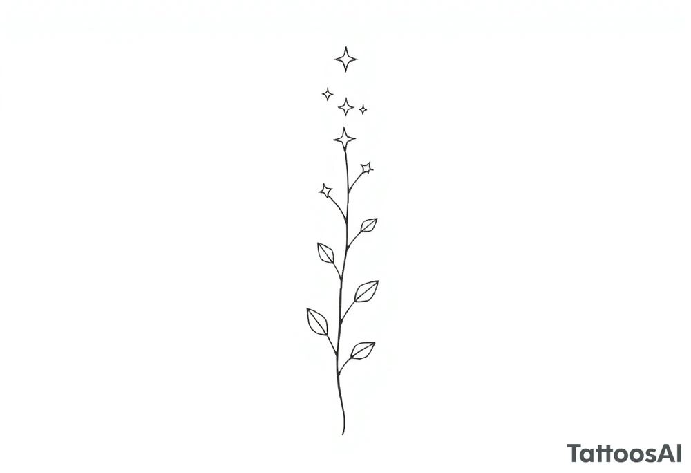 Simple, delicate, fine line, stars, plant. Vertical tattoo idea Simple, delicate, fine line, stars, plant. Vertical tattoo idea