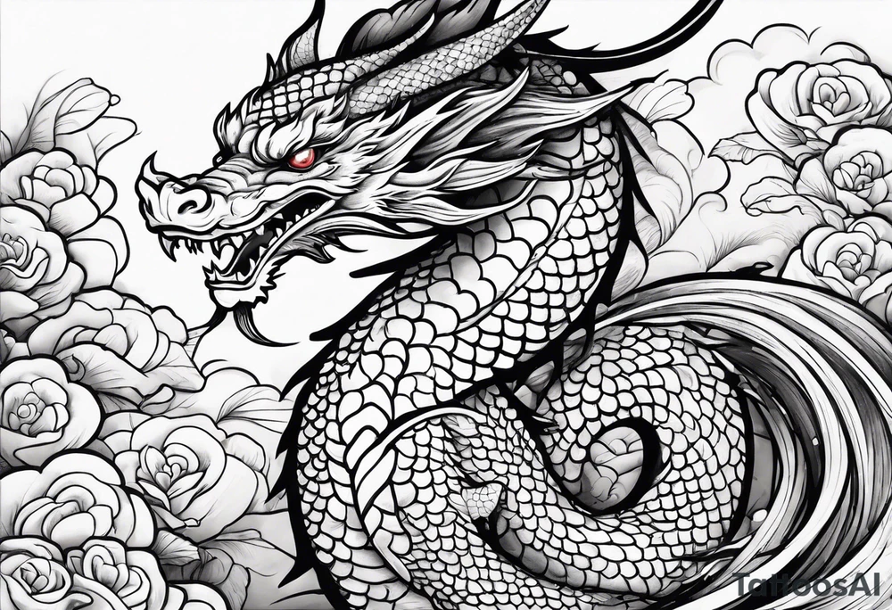 dragon and koi fish cute tattoo idea