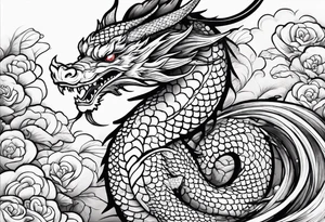 dragon and koi fish cute tattoo idea