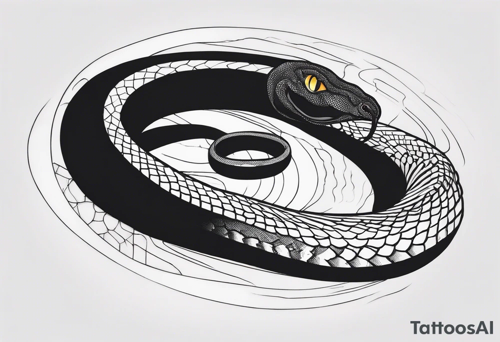 a snake cut i half coming out from black hole tattoo idea