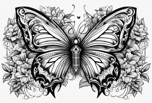 Cross with butterflies tattoo idea