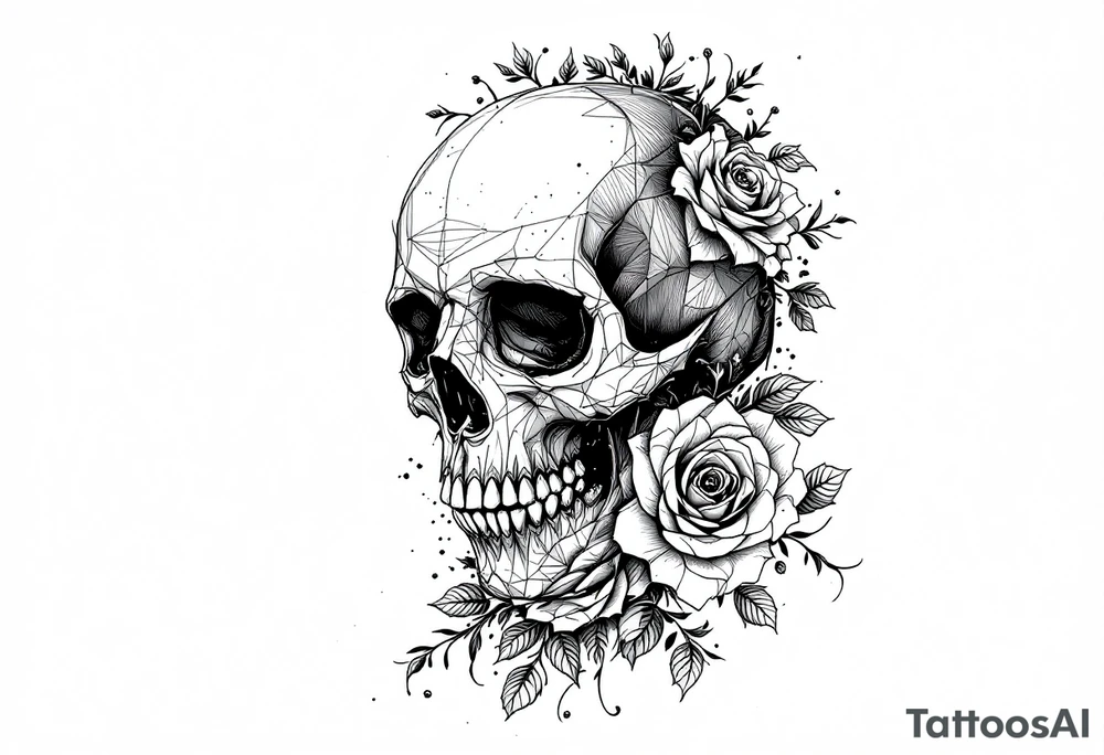 skull and roses tattoo idea