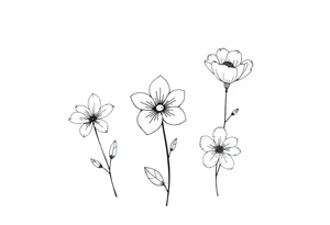 two july birth flowers, one november birth flower and a december birth flower tattoo idea