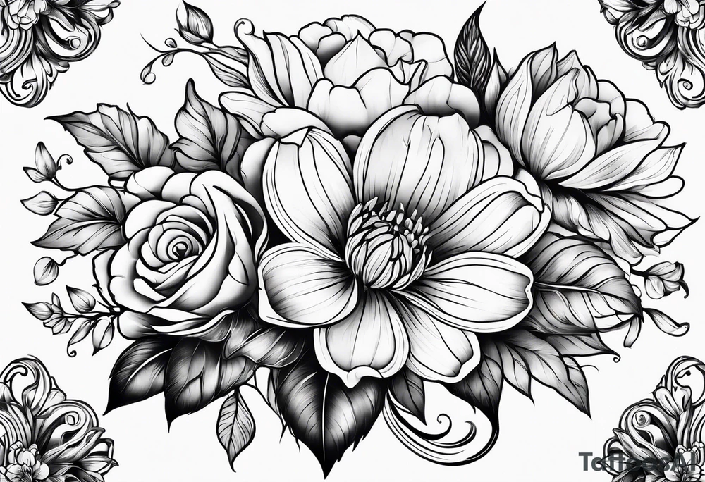Flower mixture tattoo idea