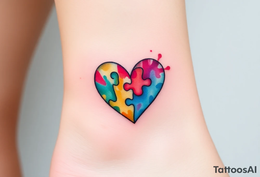 autism heart puzzle shape symbol tattoo idea