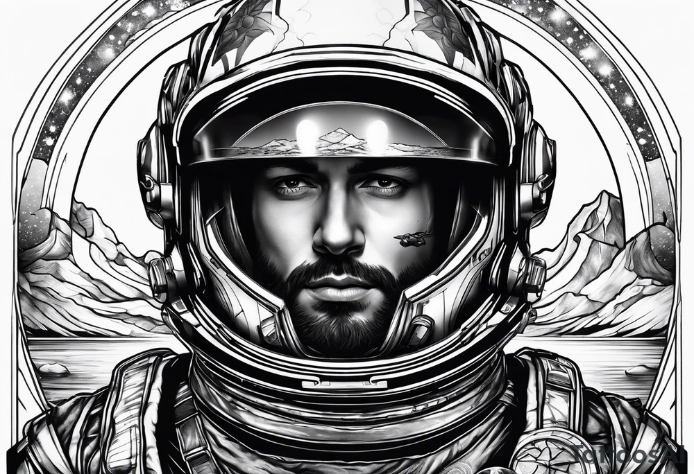 astronaut with a refelction in his helmet tattoo idea