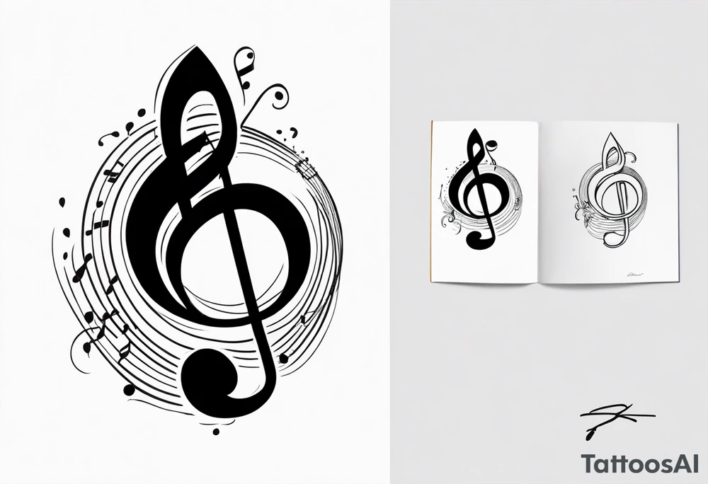 Treble clef incorporating the letters R and L tattoo idea