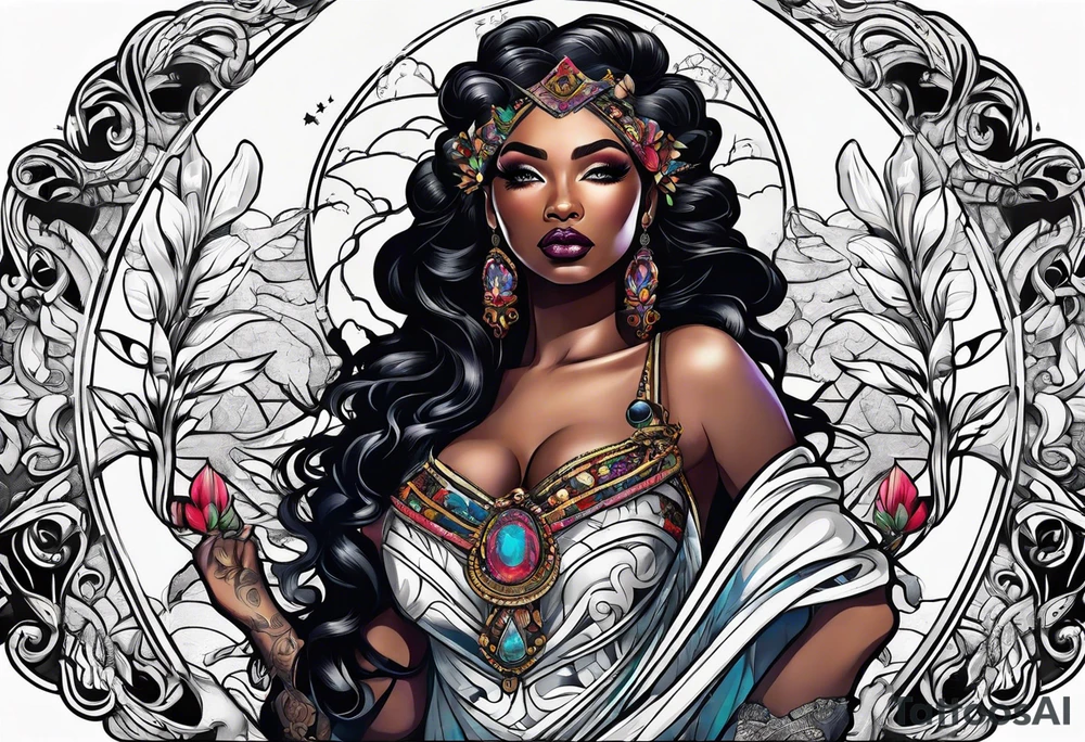 Black Goddess of cocaine tattoo idea