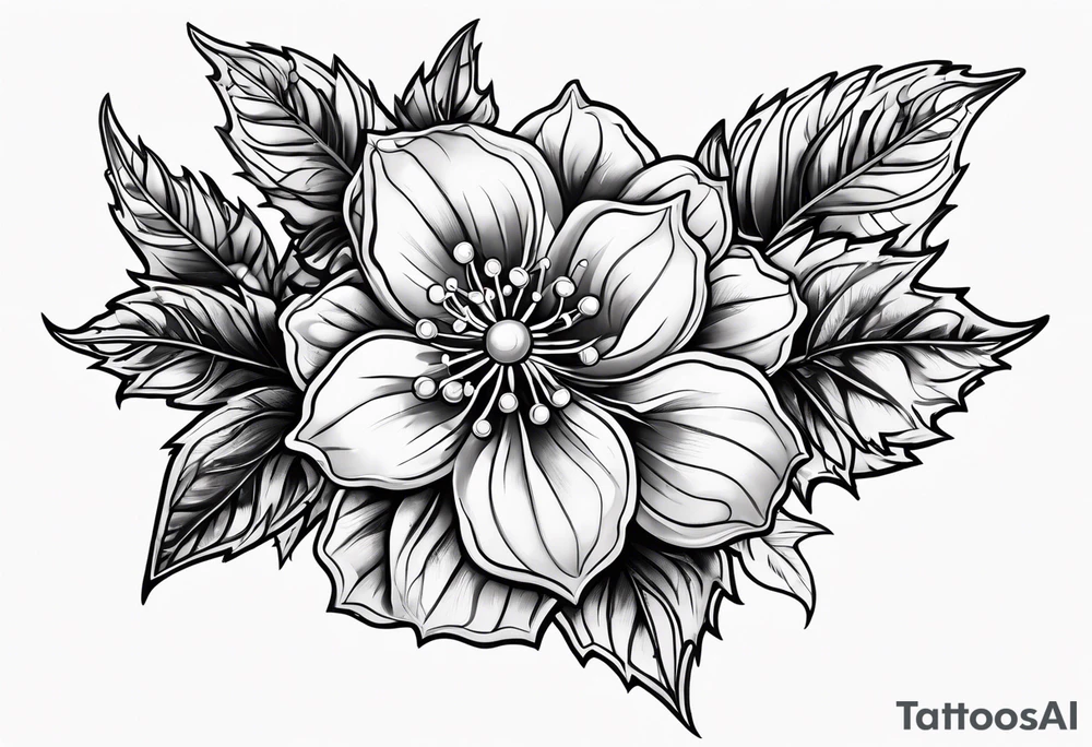 Holly berry birt flower tattoo idea
