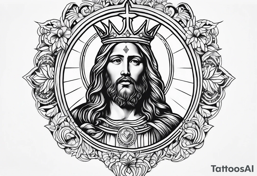sacred heart of jesus  fine line tattoo idea