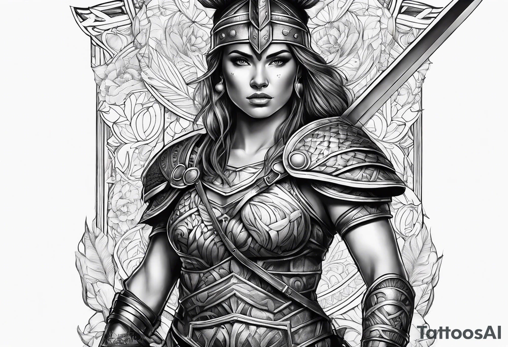 Female gladiator full body tattoo idea