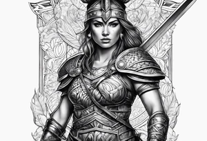 Female gladiator full body tattoo idea