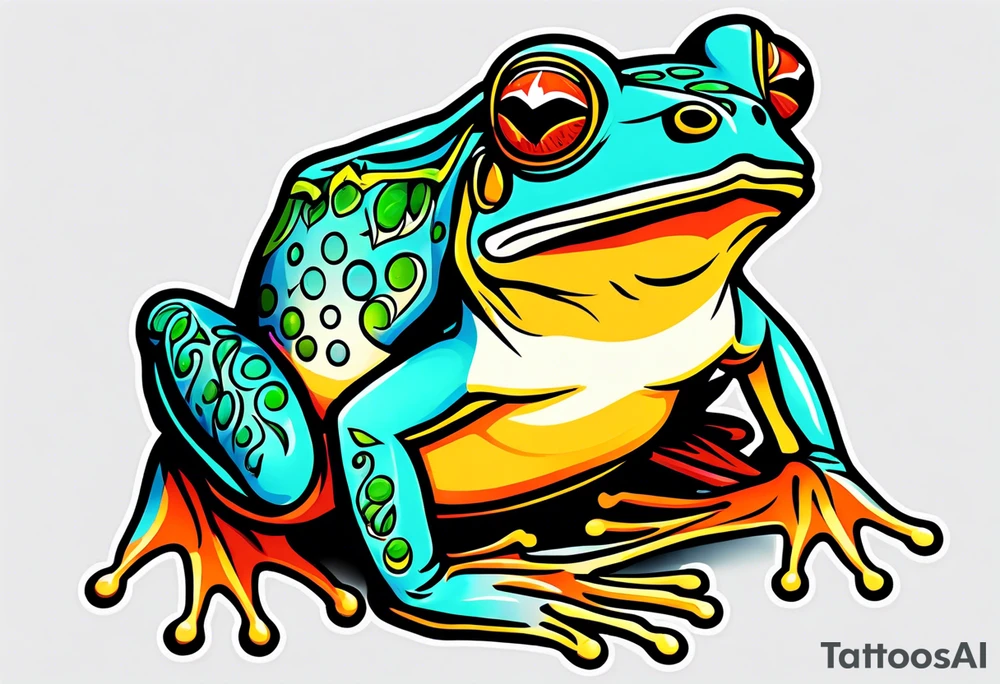 Retro frog tattoo idea