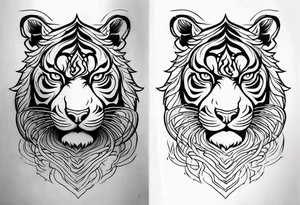 two thai tiger bodies vertical tattoo idea