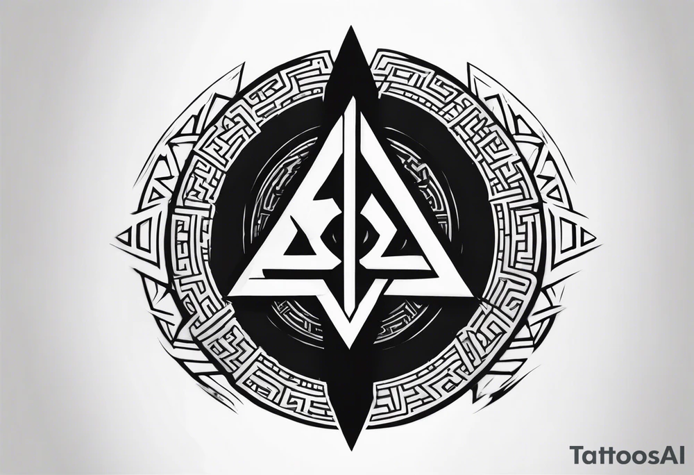 Valhalla sword shield valknut stairs tattoo idea