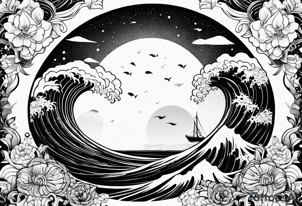 I want a tattoo of the ocean in circle tattoo idea