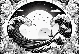 I want a tattoo of the ocean in circle tattoo idea