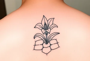 bathroom with lily coming up out of tile floor tattoo idea