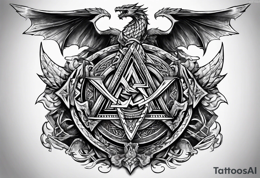 Valhalla valknut sword axe Dragon tattoo idea
