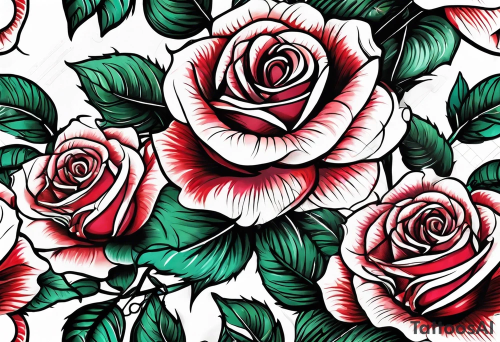 three roses with barbed wire wrapped around them tattoo idea