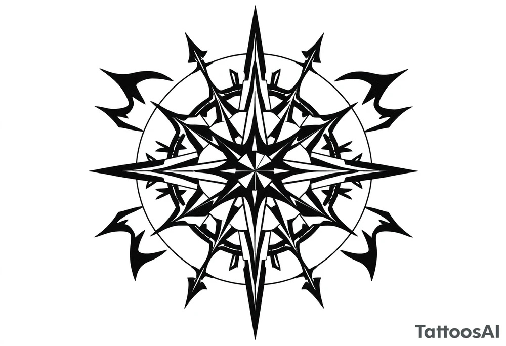 Double layered compass rose tattoo idea