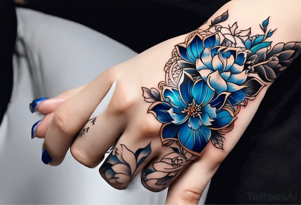 A japanese string around the wrist, make it blue without gradient tattoo idea