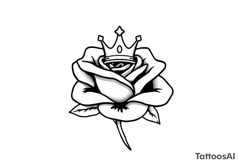 Rose with a small kings crown above it tattoo idea