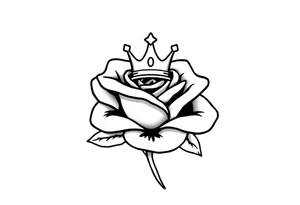 Rose with a small kings crown above it tattoo idea