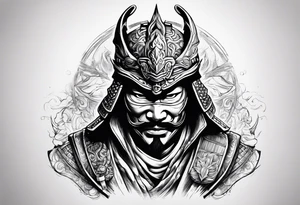 Battle  samurai with mask tattoo idea