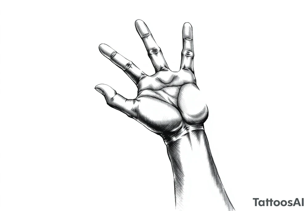 hand reaching all the way out, other hand barely reaching out tattoo idea