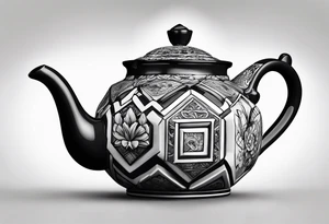 Teapot with 3-d cube tattoo idea