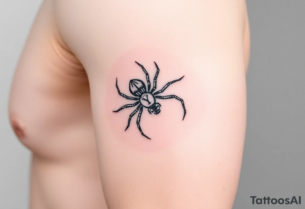 Spider crawling down sideways with the letter Y on the body of the spider tattoo idea