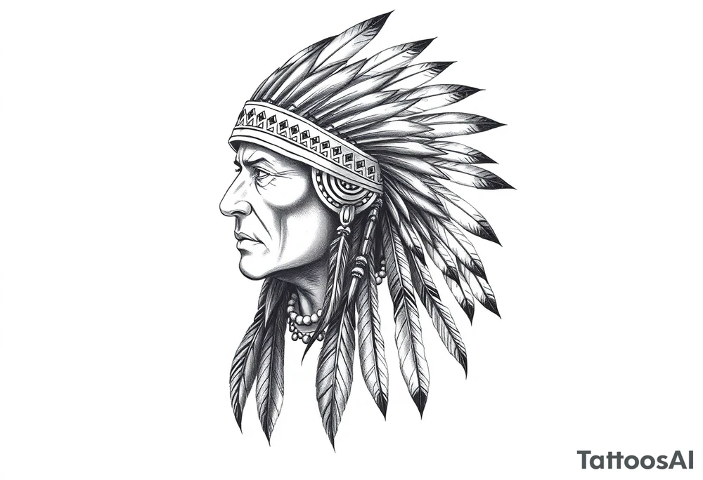 Native American warrior with head dress and arrows tattoo idea