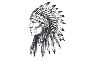 Native American warrior with head dress and arrows tattoo idea