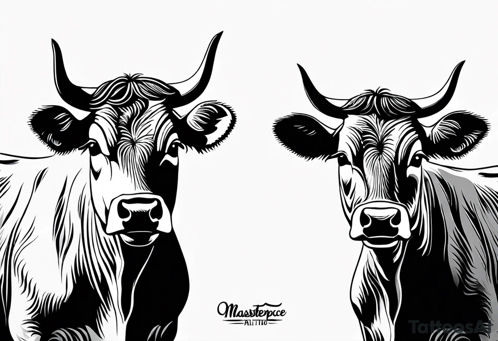 two cow facing each other tattoo idea