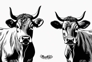 two cow facing each other tattoo idea