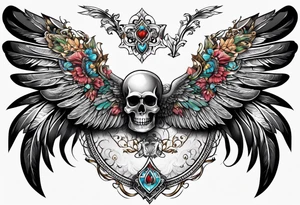 Full sternum tattoo wings wide tattoo idea