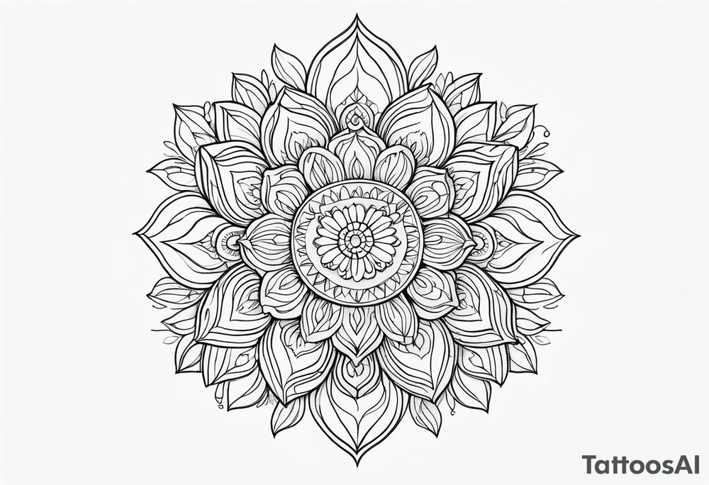 mandala design fine line whimsical floral tattoo idea
