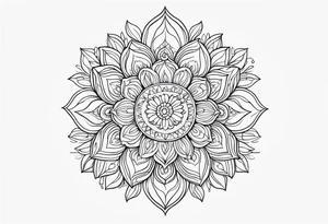 mandala design fine line whimsical floral tattoo idea