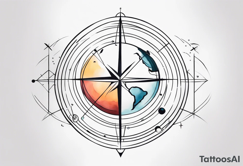 Coordinates and lines tattoo idea