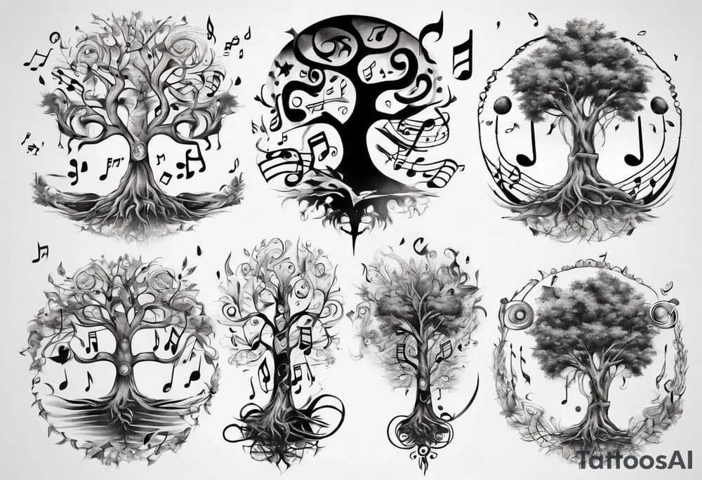 music speaker note tree staff tattoo idea