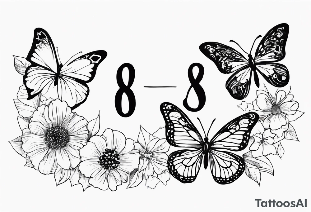 The word saudade with the number 8:18 with butterflies tattoo idea