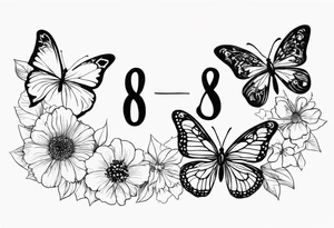 The word saudade with the number 8:18 with butterflies tattoo idea