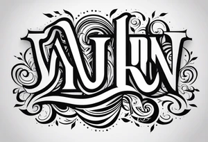 Un texto con estas letras "DYN" tattoo idea