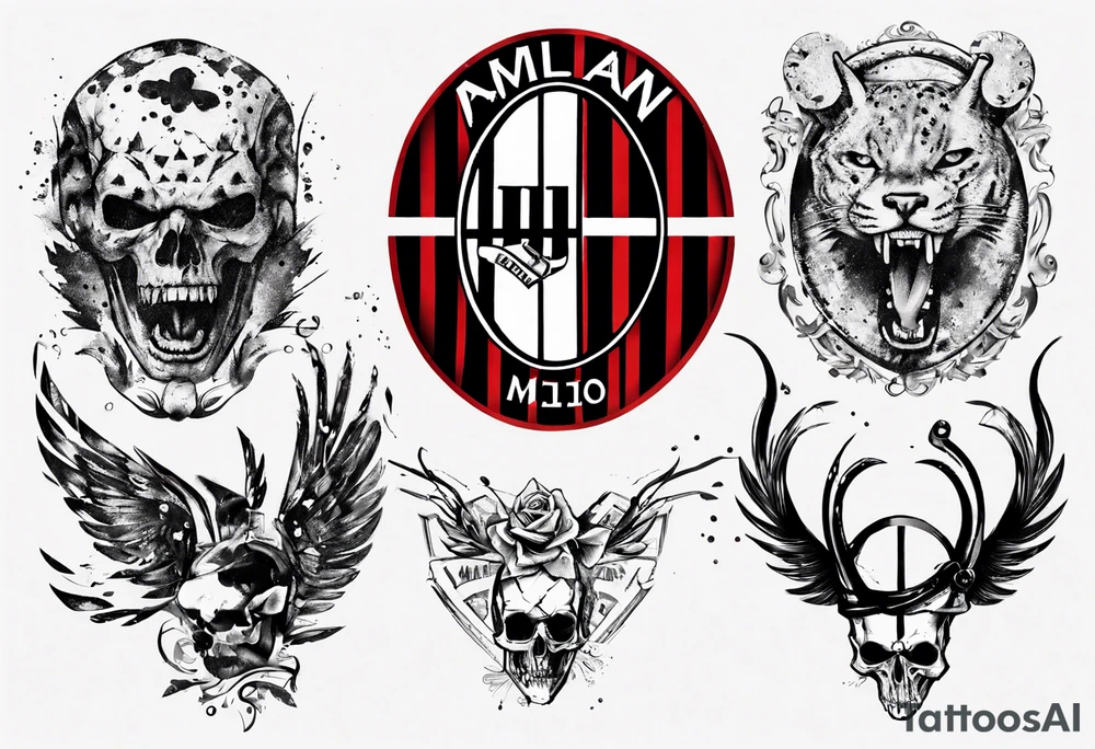 Ac milan, trash polka style tattoo idea