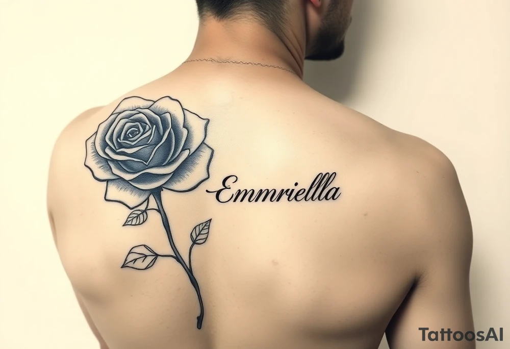 rose with a name emriella for the stem tattoo idea