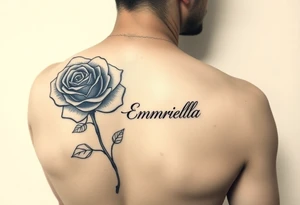 rose with a name emriella for the stem tattoo idea