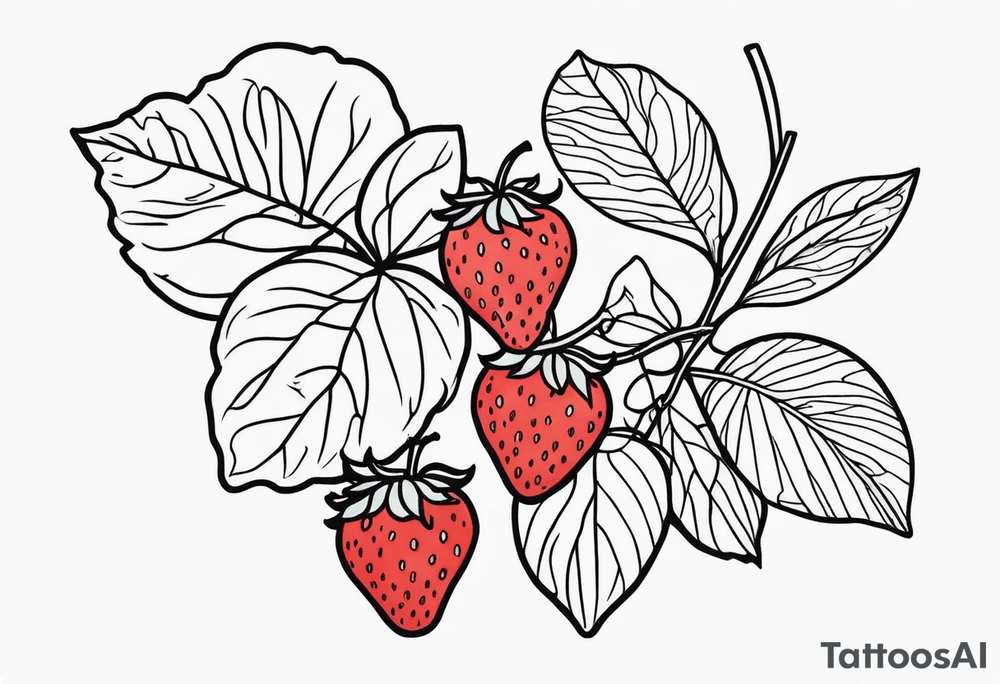 Line drawing Strawberry tattoo idea