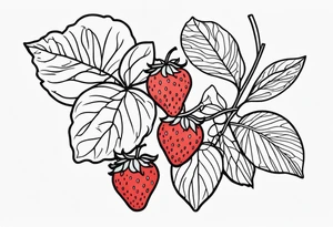 Line drawing Strawberry tattoo idea